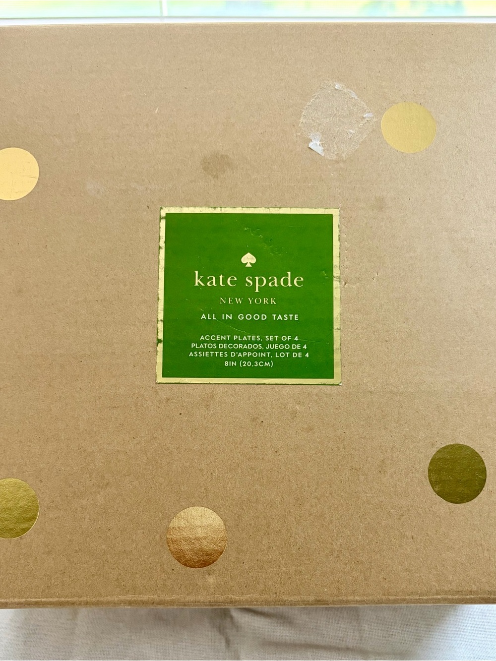 kate spade “All In Good Taste” 4 Piece Accent Plate Set-Pattern “Freshly Baked”